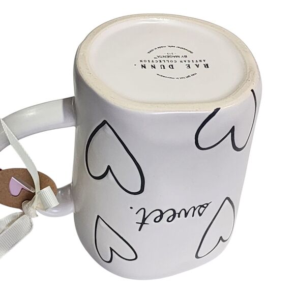 Rae Dunn Sweet Hearts Ivory Ceramic Coffee Mug‎ 16oz Double Sided Design - Picture 5 of 10
